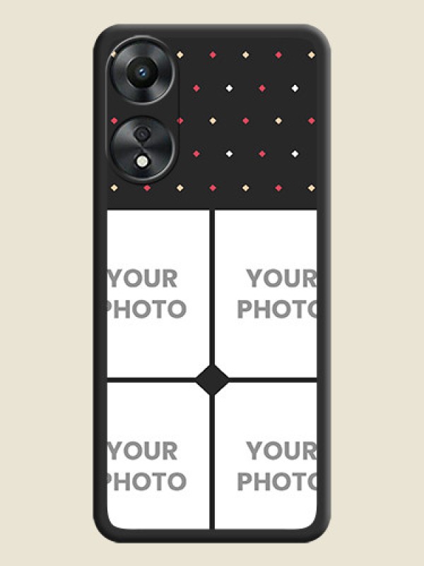Custom Multicolor Dotted Pattern with 4 Image Holder on Space Black Custom Soft Matte Phone Cases - Oppo A78 5G - alternate view