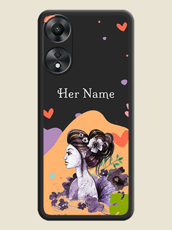 Custom Namecase For Her With Fancy Lady Image On Space Black Personalized Soft Matte Phone Covers -Oppo A78 5G - alternate view