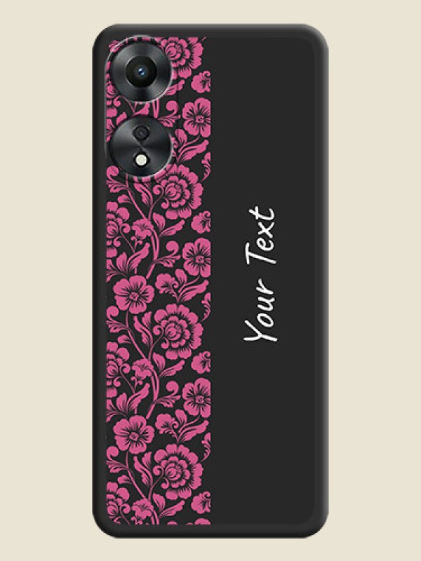 Custom Pink Floral Pattern Design With Custom Text On Space Black Personalized Soft Matte Phone Covers -Oppo A78 5G - alternate view