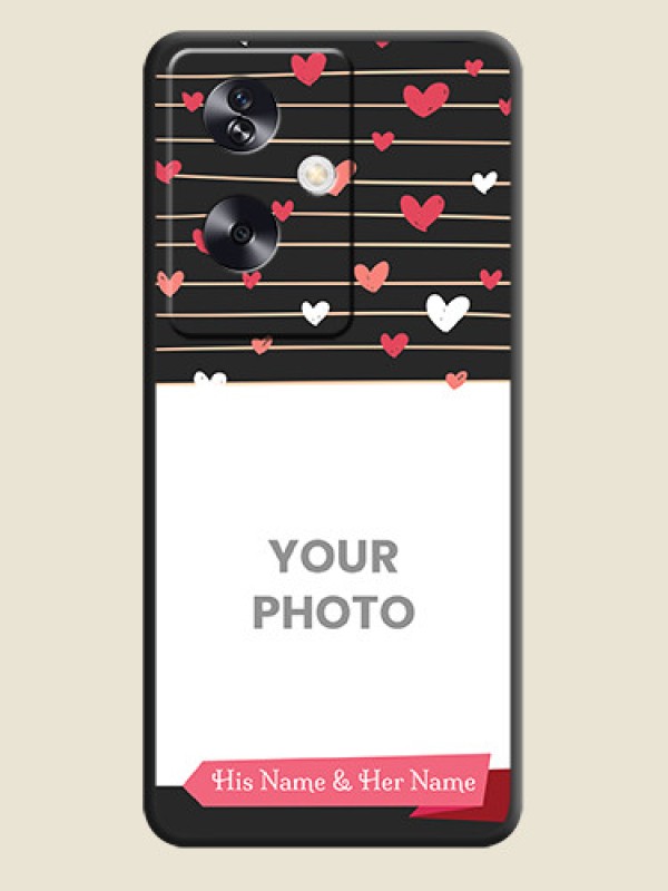 Custom Love Pattern with Name on Pink Ribbon  on Photo On Space Black Custom Soft Matte Mobile Back Cover - Oppo A79 5G - alternate view