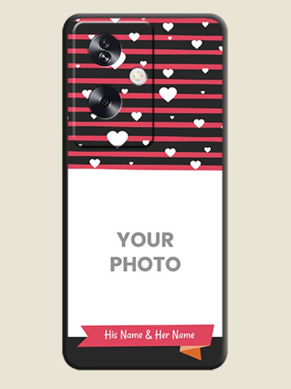 Custom White Color Love Symbols with Pink Lines Pattern On Space Black Custom Soft Matte Mobile Back Cover - Oppo A79 5G - alternate view