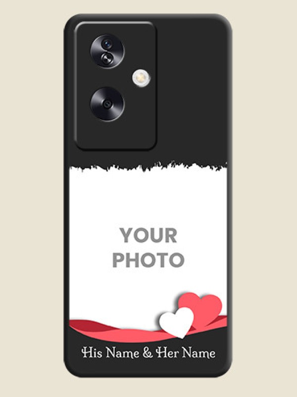 Custom Pin Color Love Shaped Ribbon Design with Text On Space Black Custom Soft Matte Mobile Back Cover - Oppo A79 5G - alternate view