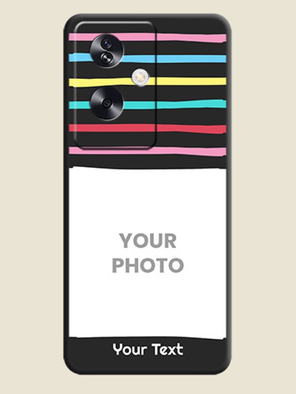 Custom Multicolor Lines with Image On Space Black Custom Soft Matte Mobile Back Cover - Oppo A79 5G - alternate view