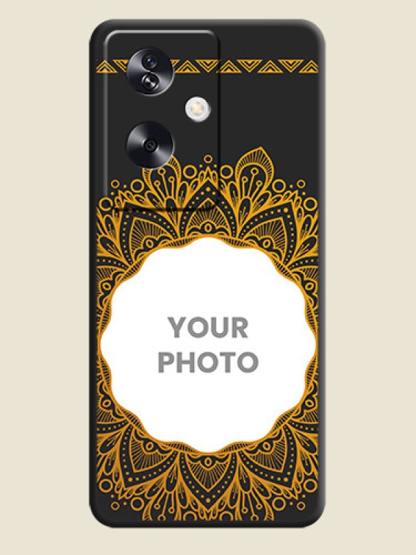 Custom Round Image with Floral Design On Space Black Custom Soft Matte Mobile Back Cover - Oppo A79 5G - alternate view