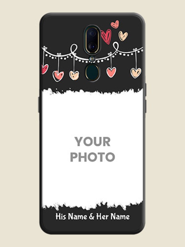 Custom Pink Love Hangings with Name on Space Black Custom Soft Matte Phone Cases - Oppo A9 - alternate view