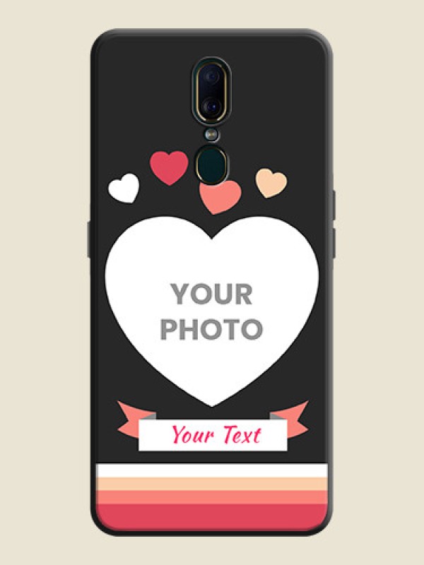Custom Love Shaped Photo with Colorful Stripes on Personalised Space Black Soft Matte Cases - Oppo A9 - alternate view