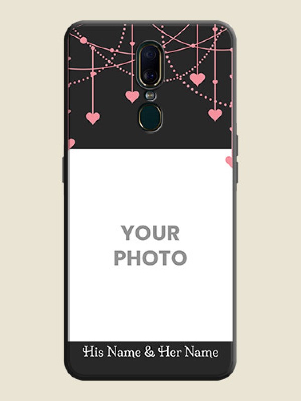 Custom Pink Love Hangings with Text on Space Black Custom Soft Matte Back Cover - Oppo A9 - alternate view