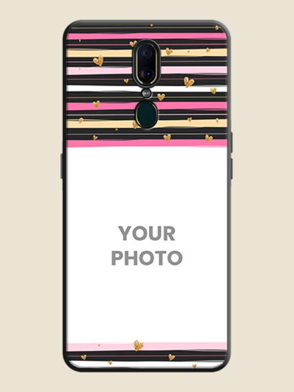 Custom Multicolor Lines and Golden Love Symbols Design on Photo on Space Black Soft Matte Mobile Cover - Oppo A9 - alternate view