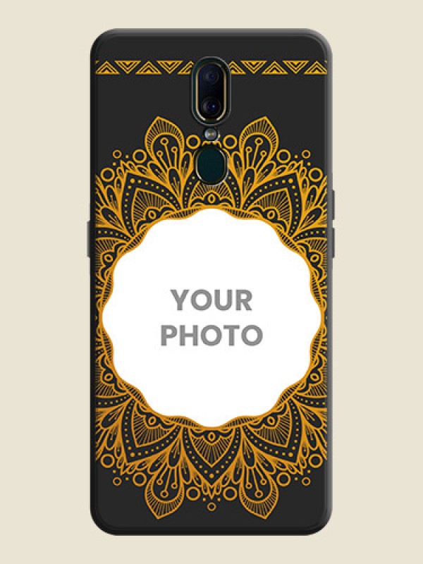 Custom Round Image with Floral Design on Photo on Space Black Soft Matte Mobile Cover - Oppo A9 - alternate view
