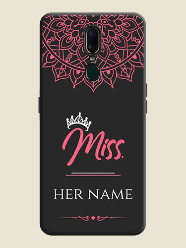 Custom Mrs Name with Floral Design on Space Black Personalized Soft Matte Phone Covers - Oppo A9 - alternate view