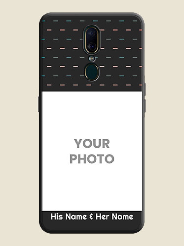 Custom Line Pattern Design with Text on Space Black Custom Soft Matte Phone Back Cover - Oppo F11 - alternate view