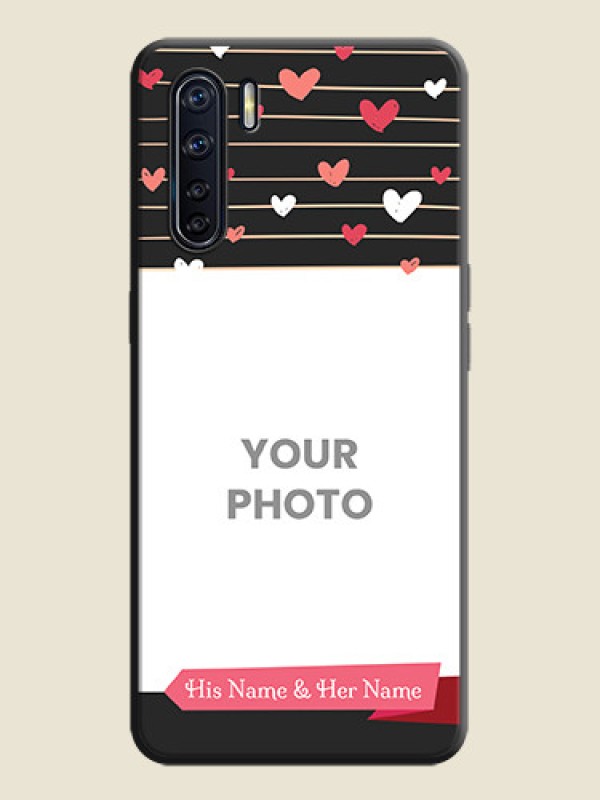Custom Love Pattern with Name on Pink Ribbon  - Photo on Space Black Soft Matte Back Cover - Oppo F15 - alternate view