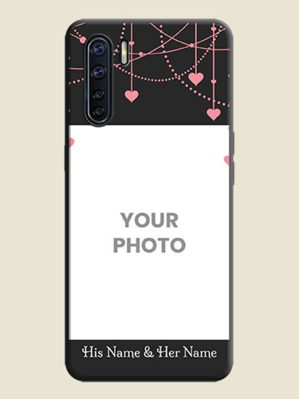 Custom Pink Love Hangings with Text on Space Black Custom Soft Matte Back Cover - Oppo F15 - alternate view