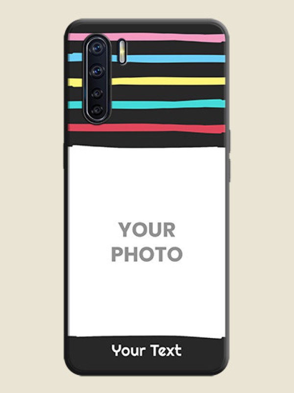 Custom Multicolor Lines with Image on Space Black Personalized Soft Matte Phone Covers - Oppo F15 - alternate view