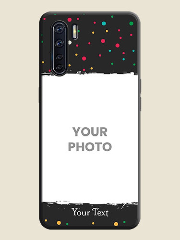 Custom Multicolor Dotted Pattern with Text on Space Black Custom Soft Matte Phone Back Cover - Oppo F15 - alternate view