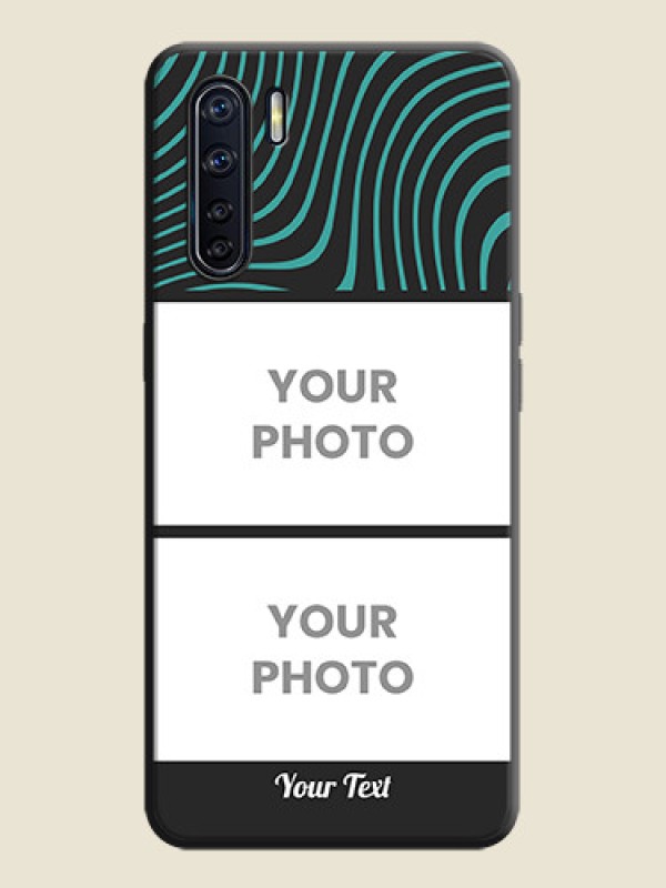Custom Wave Pattern with 2 Image Holder on Space Black Personalized Soft Matte Phone Covers - Oppo F15 - alternate view