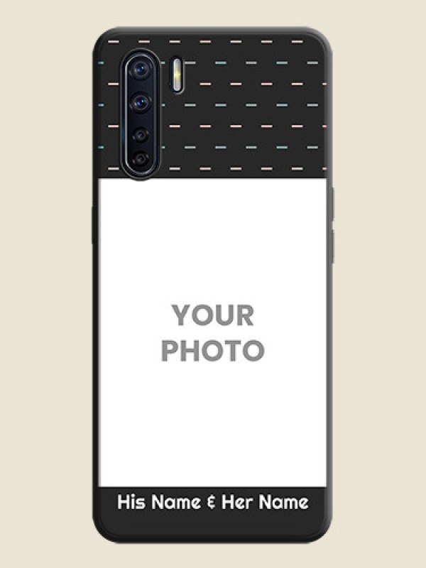 Custom Line Pattern Design with Text on Space Black Custom Soft Matte Phone Back Cover - Oppo F15 - alternate view