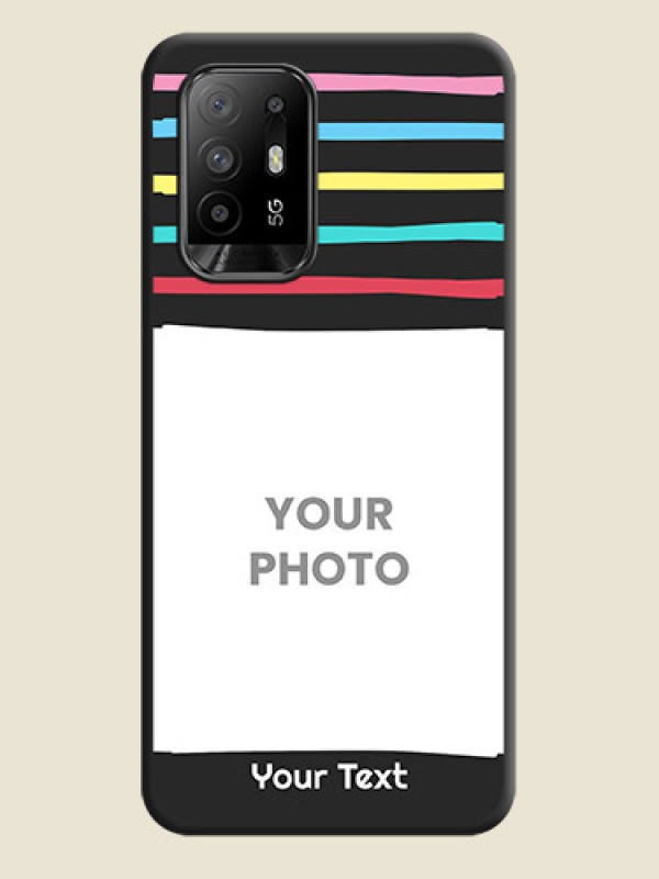 Custom Multicolor Lines with Image on Space Black Personalized Soft Matte Phone Covers - Oppo F19 Pro Plus 5G - alternate view