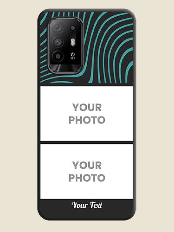 Custom Wave Pattern with 2 Image Holder on Space Black Personalized Soft Matte Phone Covers - Oppo F19 Pro Plus 5G - alternate view
