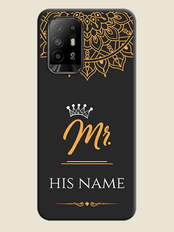 Custom Mr Name with Floral Design  on Personalised Space Black Soft Matte Cases - Oppo F19 Pro Plus 5G - alternate view