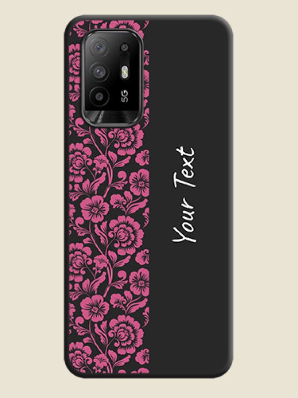Custom Pink Floral Pattern Design With Custom Text On Space Black Personalized Soft Matte Phone Covers -Oppo F19 Pro Plus 5G - alternate view