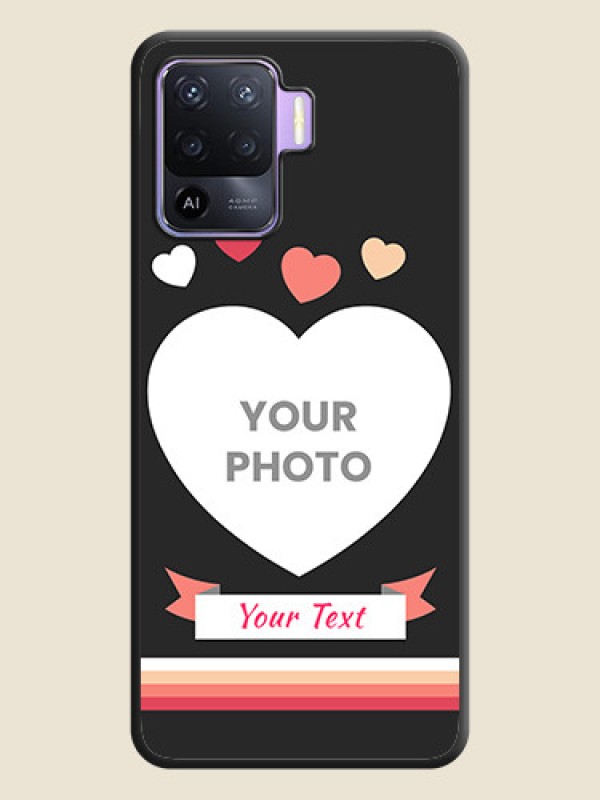 Custom Love Shaped Photo with Colorful Stripes on Personalised Space Black Soft Matte Cases - Oppo F19 Pro - alternate view