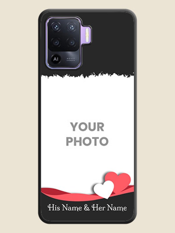 Custom Pin Color Love Shaped Ribbon Design with Text on Space Black Custom Soft Matte Phone Back Cover - Oppo F19 Pro - alternate view