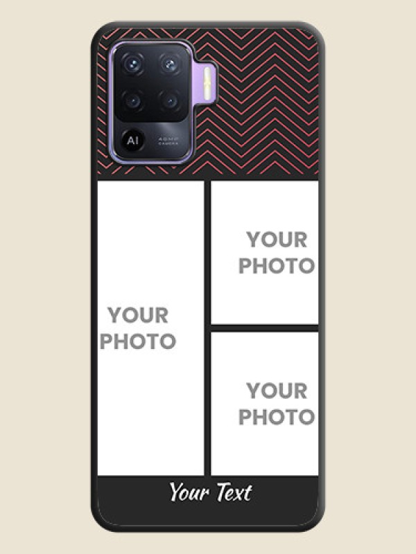 Custom Wave Pattern with 3 Image Holder on Space Black Custom Soft Matte Back Cover - Oppo F19 Pro - alternate view