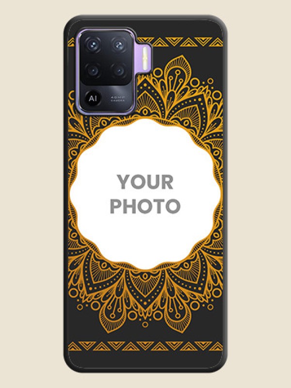 Custom Round Image with Floral Design on Photo on Space Black Soft Matte Mobile Cover - Oppo F19 Pro - alternate view