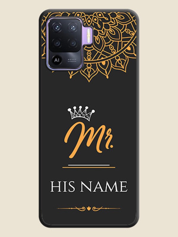 Custom Mr Name with Floral Design  on Personalised Space Black Soft Matte Cases - Oppo F19 Pro - alternate view