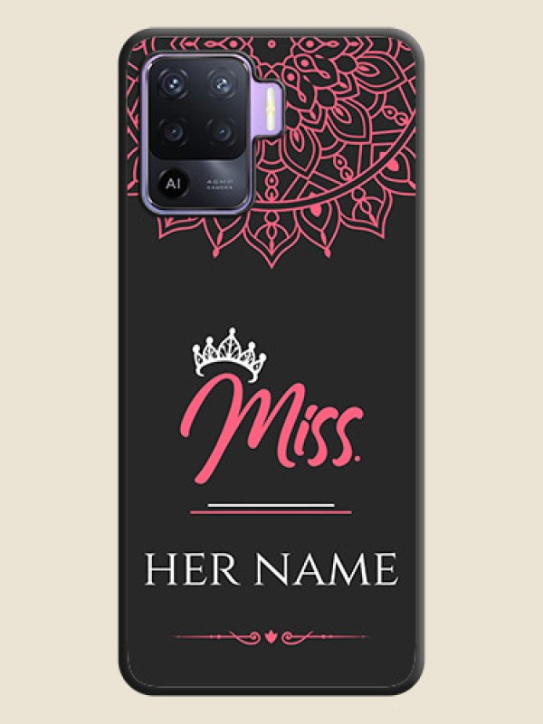 Custom Mrs Name with Floral Design on Space Black Personalized Soft Matte Phone Covers - Oppo F19 Pro - alternate view