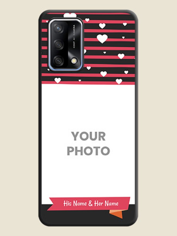 Custom White Color Love Symbols with Pink Lines Pattern on Space Black Custom Soft Matte Phone Cases - Oppo F19 - alternate view