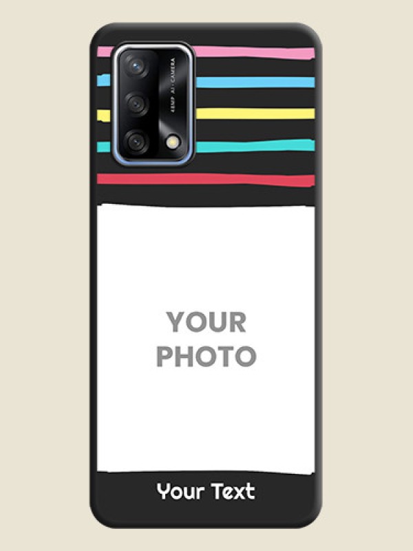 Custom Multicolor Lines with Image on Space Black Personalized Soft Matte Phone Covers - Oppo F19 - alternate view