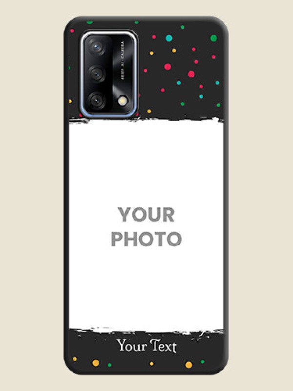 Custom Multicolor Dotted Pattern with Text on Space Black Custom Soft Matte Phone Back Cover - Oppo F19 - alternate view