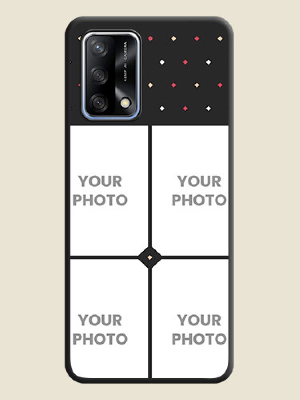Custom Multicolor Dotted Pattern with 4 Image Holder on Space Black Custom Soft Matte Phone Cases - Oppo F19 - alternate view