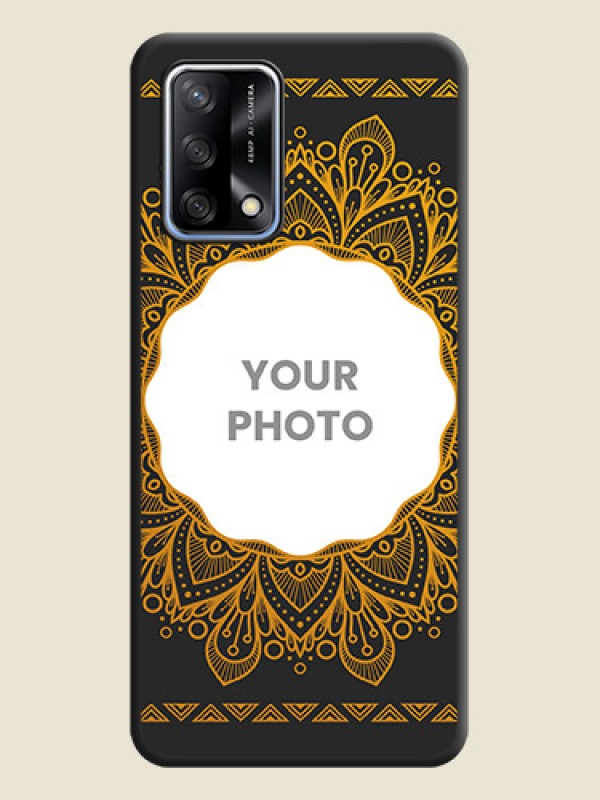 Custom Round Image with Floral Design on Photo on Space Black Soft Matte Mobile Cover - Oppo F19 - alternate view