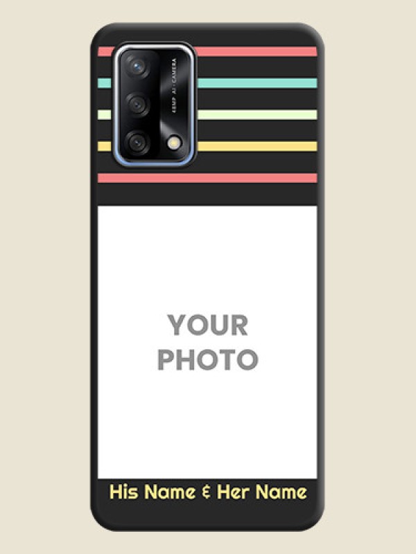 Custom Color Stripes with Photo and Text on Photo on Space Black Soft Matte Mobile Case - Oppo F19 - alternate view