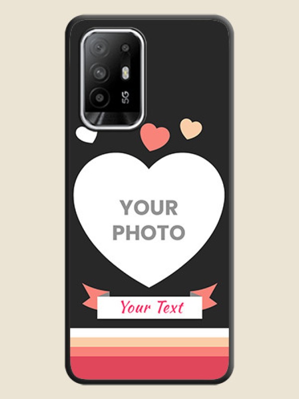 Custom Love Shaped Photo with Colorful Stripes on Personalised Space Black Soft Matte Cases - Oppo F19s - alternate view