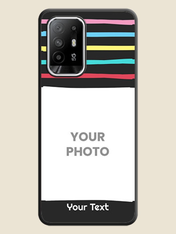 Custom Multicolor Lines with Image on Space Black Personalized Soft Matte Phone Covers - Oppo F19s - alternate view
