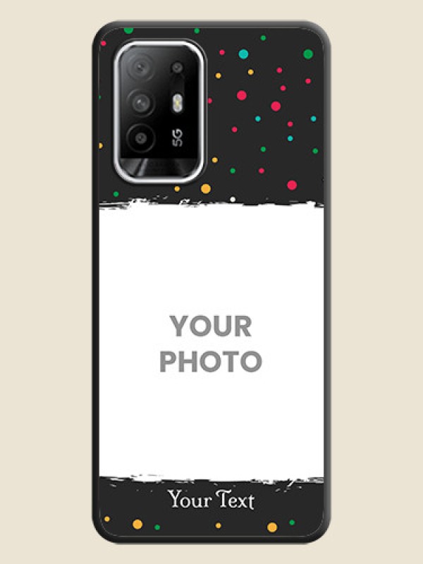 Custom Multicolor Dotted Pattern with Text on Space Black Custom Soft Matte Phone Back Cover - Oppo F19s - alternate view