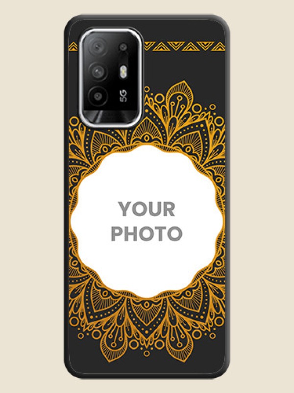 Custom Round Image with Floral Design on Photo on Space Black Soft Matte Mobile Cover - Oppo F19s - alternate view