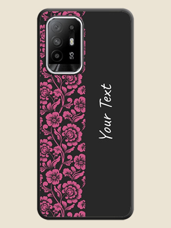 Custom Pink Floral Pattern Design With Custom Text On Space Black Personalized Soft Matte Phone Covers -Oppo F19S - alternate view