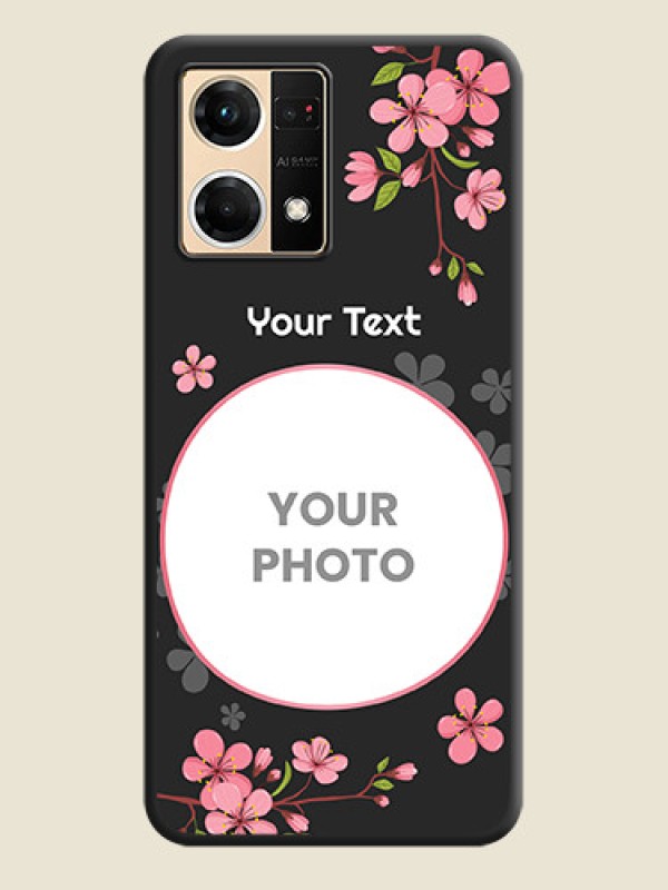Custom Round Image with Pink Color Floral Design on Photo on Space Black Soft Matte Back Cover - Oppo F21 Pro 4G - alternate view