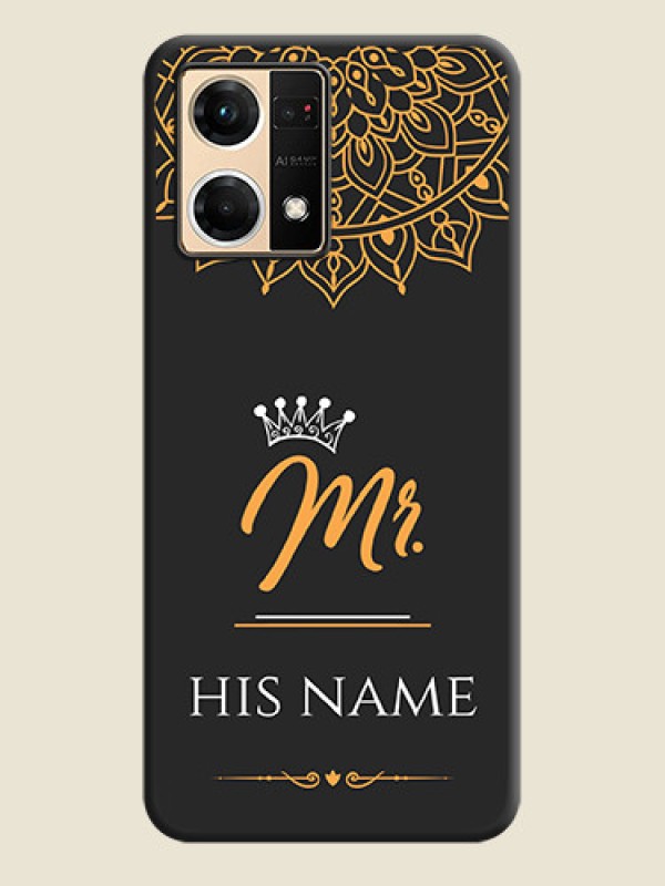 Custom Mr Name with Floral Design  on Personalised Space Black Soft Matte Cases - Oppo F21 Pro 4G - alternate view