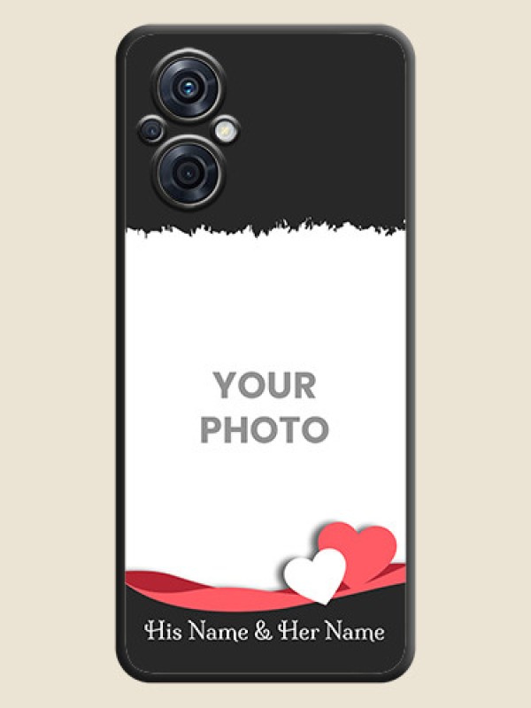 Custom Pin Color Love Shaped Ribbon Design with Text on Space Black Custom Soft Matte Phone Back Cover - Oppo F21 Pro 5G - alternate view