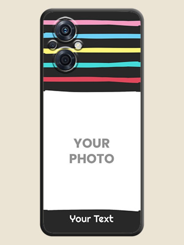 Custom Multicolor Lines with Image on Space Black Personalized Soft Matte Phone Covers - Oppo F21 Pro 5G - alternate view