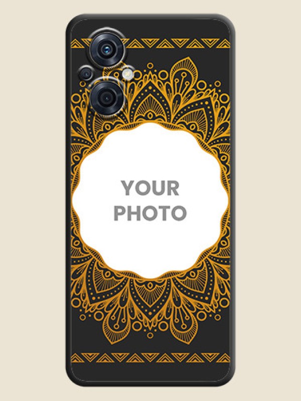 Custom Round Image with Floral Design on Photo on Space Black Soft Matte Mobile Cover - Oppo F21 Pro 5G - alternate view