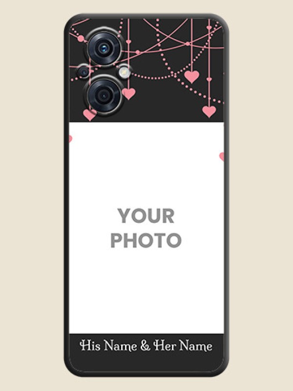 Custom Pink Love Hangings with Text on Space Black Custom Soft Matte Back Cover - Oppo F21s Pro 5G - alternate view