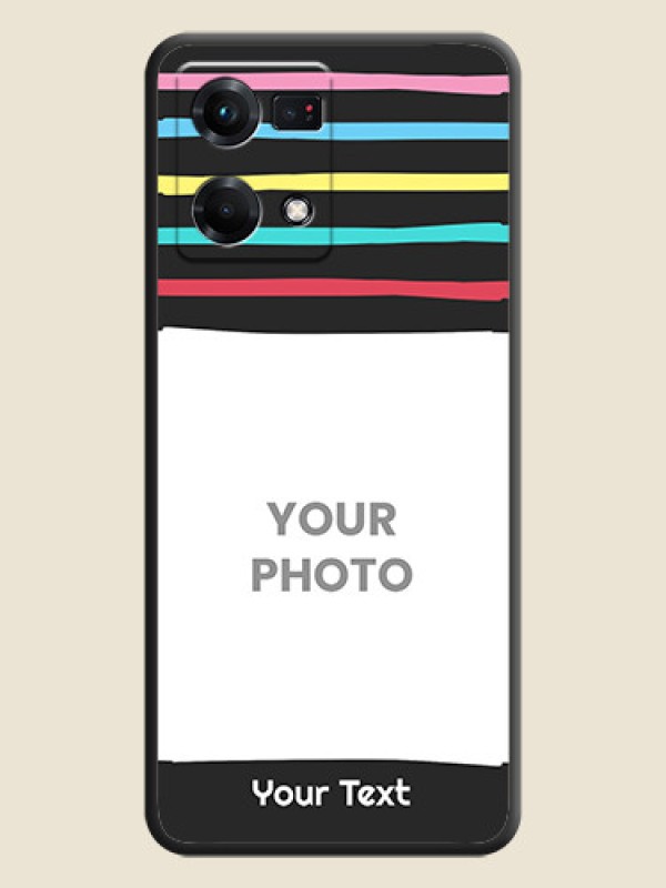 Custom Multicolor Lines with Image on Space Black Personalized Soft Matte Phone Covers - Oppo F21s Pro - alternate view