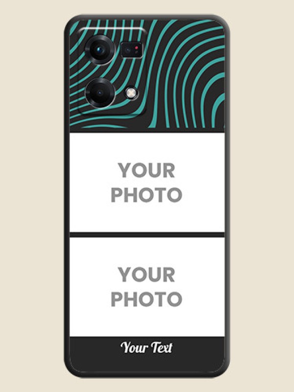 Custom Wave Pattern with 2 Image Holder on Space Black Personalized Soft Matte Phone Covers - Oppo F21s Pro - alternate view